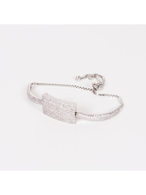 Nur Silver Pırlanta Montürlü Gümüş Bileklik NUR-BL00795