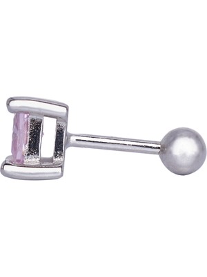 Nur Silver Pudra Taşlı Tektaş Gümüş Tragus Küpe NUR-KP00032