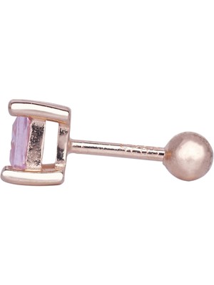 Nur Silver Pudra Taşlı Tektaş Gümüş Tragus Küpe NUR-KP00031