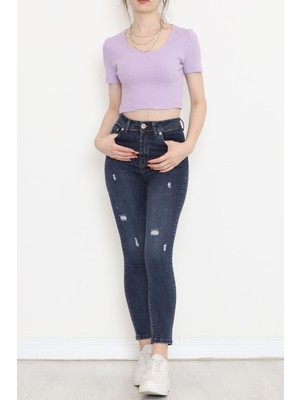 Göksin Crop T-Shirt Lila - 18418.1059.