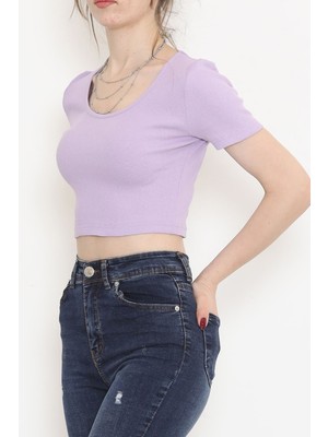 Göksin Crop T-Shirt Lila - 18418.1059.