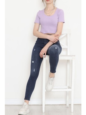 Göksin Crop T-Shirt Lila - 18418.1059.