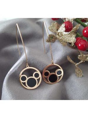 Betül Çekiç Çelik Küpe Gold Renk Micky Mouse Figürlü Küpe