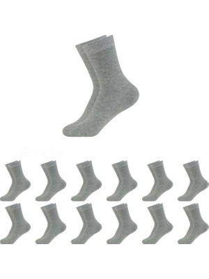 Eyon Socks Bambu Erkek Gri Soket Çorap (Burun Dikişsiz, Soft Yıkamalı) 12 Çift