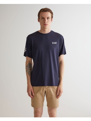 Gant Erkek Lacivert Regular Fit Bisiklet Yaka Logolu T-Shirt 2324155T.433