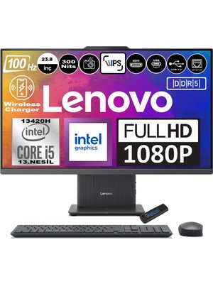 Lenovo Ideacentre Aıo 24IRH9 Intel Core I5-13420H Ddr5 16GB 512GB SSD Intel UHD Graphics 23.8 Fhd IPS Windows 11 Pro Koyu Gri All In One Bilgisayar F0HN0057TRP06 + Zetta Flash Bellek