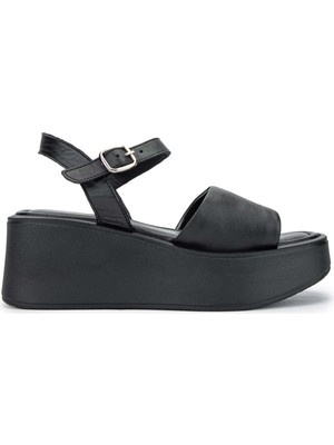 Tamer Tanca Kadın  Deri Siyah Deri Topuklu Sandalet 453 Moro-80 Bn Sndlt Y24 Sıyah Dr