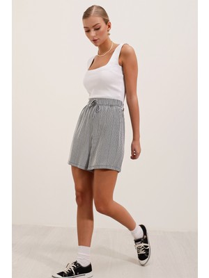 Bigdart 5329 Çizgili Şort Siyah