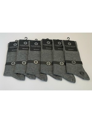 Alessa Socks Bambu Çorap Burun Dikişsiz Garson Boy 38-40 6 Çift Düz Gri Renk