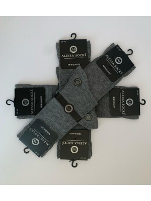 Alessa Socks Bambu Çorap Burun Dikişsiz Garson Boy 38-40 6 Çift Düz Gri Renk