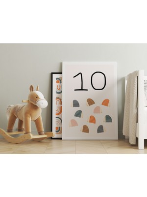 Pegziz Bebek Odası Dekorasyon - 10 Sayısı Modern Minimalist Kanvas Tablo - Çocuk Odası Tablo