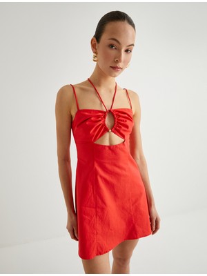 Koton x Sibil Çetinkaya - Boyundan Bağlamalı Askılı Mini Elbise