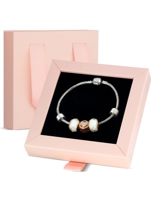 Forentina Kalp Figürlü Charm Bileklik-Özel Pembe Kutusunda Hediye Set PS3483
