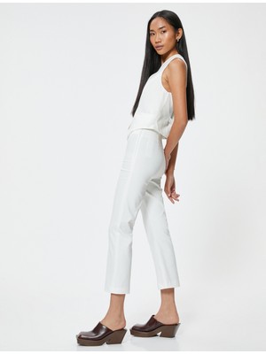 Koton X Sibil Çetinkaya - Cigarette Pantolon Nervürlü Standart Bel