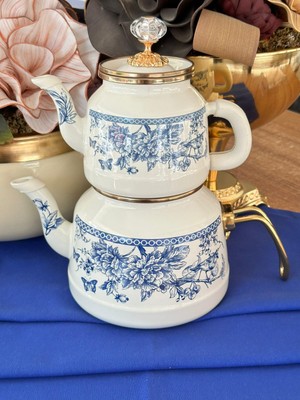 MD Mimoza Dekor Blue Life Emaye Çaydanlık