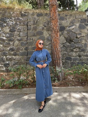 Mevra Denim Elbise Indigo