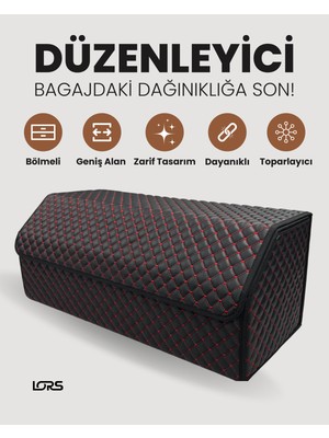 Lors Araç Bagaj Çantası Siyah Kırmızı Dikişli Bagaj Düzenleyici 70CM Organizer