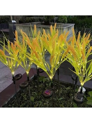 Gaman 2 Adet Güneş Enerjili Solar Dış Mekan Dekoratif, BUĞDAY Çiçeği LED Işık Bahçe Süsü