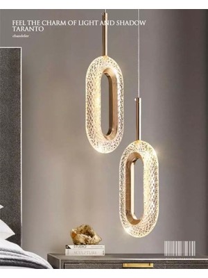 Nidage Altın Luxury Crystal Sarkıt LED Avize Ithal 1. Sınıf Üretim Ikili Sarkıt Ledli Avize Ledli 1 Metal