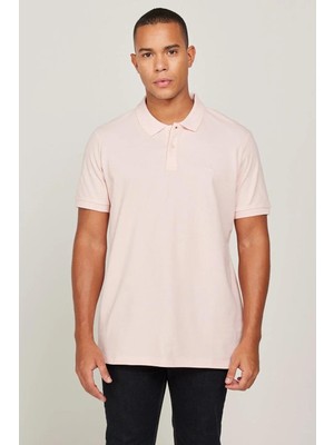 Regular Fit Normal Kesim Polo Yaka %100 Pamuk Gül Kurusu Tişört