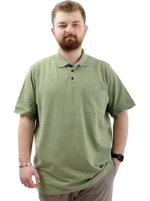 ModeXL Mode Xl Büyük Beden Erkek T-Shirt Polo Yaka Cepli Klasik 20550 Çağla
