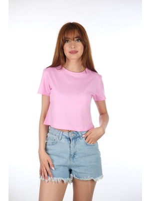 Moda Derin Pembe Renk Kısa T-Shirt