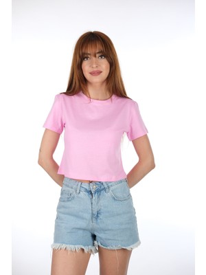 Moda Derin Pembe Renk Kısa T-Shirt