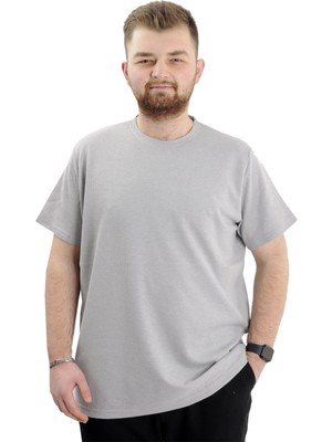ModeXL  Büyük Beden Erkek T-Shirt Bisiklet Yaka Waffle 20033 Gri