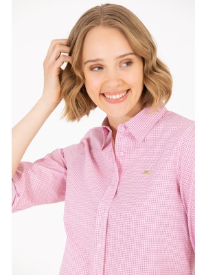 U.S. Polo Assn. Kadın Kırmızı Gömlek Desenli 50263747-VR030