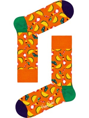 Happy Socks Ithal Özel Seri Unisex Happy Socks Orange Taco Sock Renkli Soket Çorap Dikişsiz