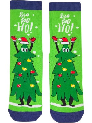 Bonapart Özel Koleksiyon Unisex Yılbaşı Noel Merry Christmas Happy Green Tree Soket Çorap