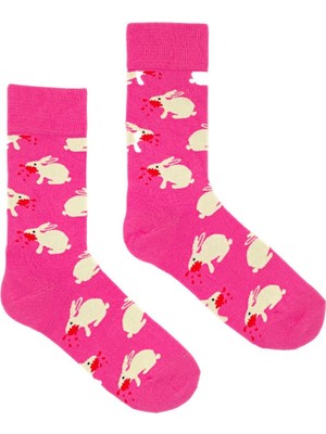 Happy Socks Ithal Özel Seri Unisex Pink Rabbit Renkli Soket Çorap