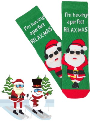 Bonapart Özel Koleksiyon Unisex Yılbaşı Noel Merry Christmas Happy Relax Mas Soket Çorap