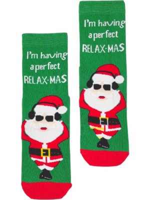 Bonapart Özel Koleksiyon Unisex Yılbaşı Noel Merry Christmas Happy Relax Mas Soket Çorap