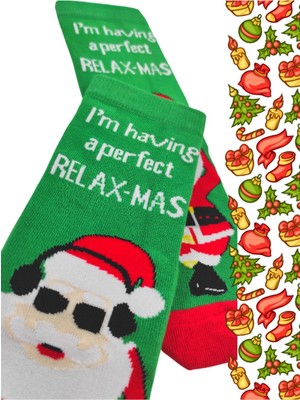 Bonapart Özel Koleksiyon Unisex Yılbaşı Noel Merry Christmas Happy Relax Mas Soket Çorap