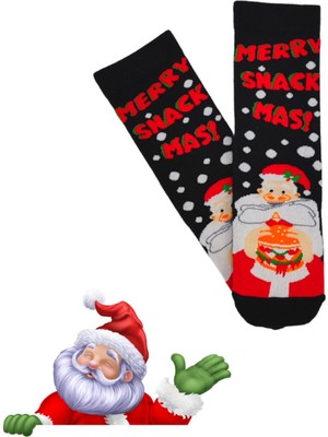 Bonapart Özel Koleksiyon Unisex Yılbaşı Noel Merry Christmas Happy Smack Mas Soket Çorap