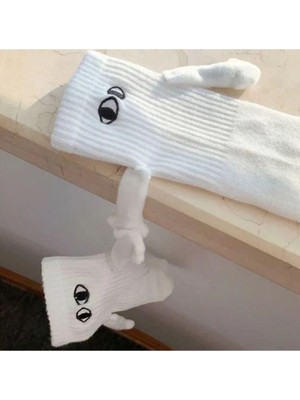 Shuttle Park 1 Çift Beyaz Mıknatıslı El Ele Tutuşan Çorap Arkadaşlık Moda Spor Çorabı