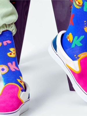 Happy Socks Ithal Özel Seri Unisex Happy Socks Its Ok Sock Renkli Soket Çorap Dikişsiz