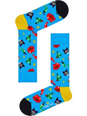 Happy Socks Ithal Özel Seri Unisex Chili Cat Sock Happy Socks Renkli Soket Çorap