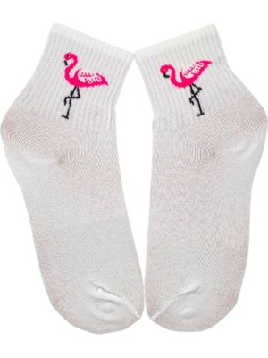 Bonapart Unisex Happy Flamingo Renkli Kolej Çorap