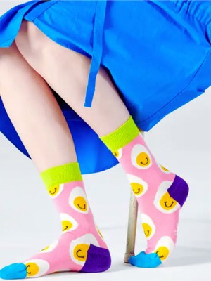 Happy Socks Ithal Özel Seri Unisex Happy Socks Smile Eggs Sock Renkli Soket Çorap