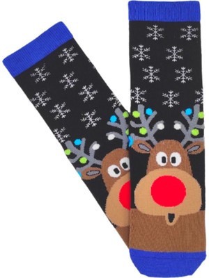 Bonapart Özel Koleksiyon Unisex Yılbaşı Noel Merry Christmas Snowy Deer Geyik Soket Çorap