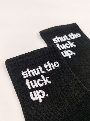Shuttle Park Unisex Comics Fashion Shut The Fck Up Yazılı Kolej Çorap