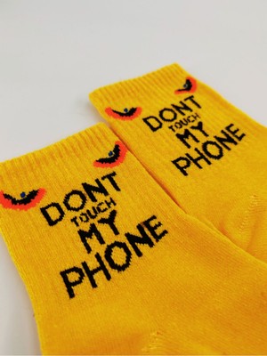 Shuttle Park Unisex Comics Fashion Dont Touch My Phone Yazılı Kolej Çorap