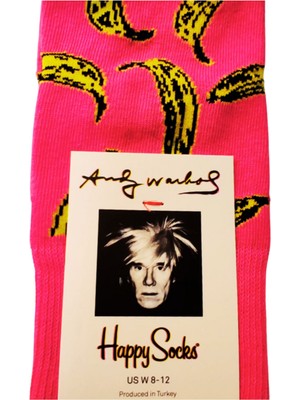 Happy Socks Ithal Özel Seri Unisex Happy Socks Andy Warhol Banana Renkli Soket Çorap Dikişsiz