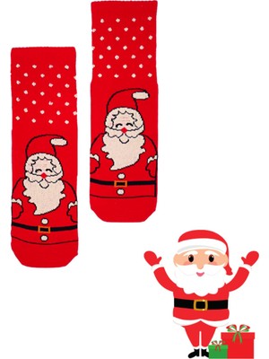 Bonapart Özel Koleksiyon Unisex Yılbaşı Noel Merry Christmas Happy Red Noel Kolej Çorap