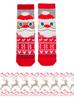 Bonapart Özel Koleksiyon Unisex Yılbaşı Noel Merry Christmas Happy Noel Deer Soket Çorap