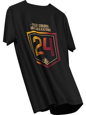 Galatasaray Lisanslı 24 Şampiyonluk T-Shirt  Aslan Ahşap Kutulu