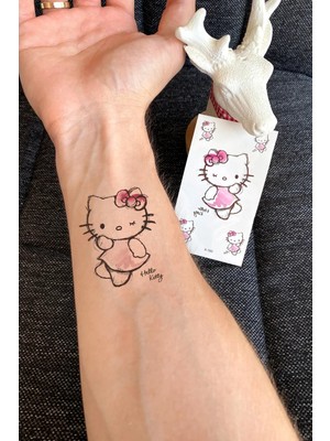 Herşey Nota Hello Kitty Karakter Geçici Dövme Tattoo