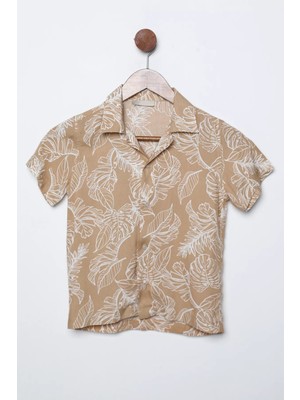 Julude Bej Yaprak Desenli Erkek Çocuk Salaş Gömlek P-00009722